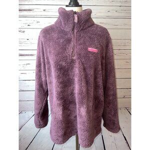 Simply Southern Sherpa Fleece Pullover Shacket Large Jacket Purple Half Zip‎